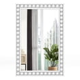 thumbnail image 1 of Costway 24" x 36" Rustic Decorative Wall Mirror with Solid Wood Frame Beads for Living Room White, 1 of 10