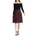 thumbnail image 2 of Unique Bargains Jupe Midi Évasée à Rayures pour Femme, Boutonnée devant, Dos Élastique, 2 of 7