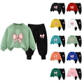 thumbnail image 1 of Pisexur Ensemble 2 Pcs pour Bébé Filles Garçons Automne Hiver Mode Décontractée Polaire Manches Longues Col Rond Chandails en Molleton et Pantalons Vêtements de Détente Imprimé Mignon Ensemble de Survêtement pour Enfants 3-8 Ans, 1 of 4
