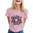 thumbnail image 1 of T-shirt à Manches Courtes pour Femmes, Décontracté et à la Mode, Col Rond, Imprimé de Lettres, Cancer du Sein, Haut 1, 1 of 4