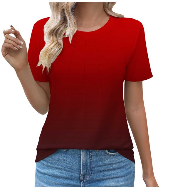 Blouses pour Femmes Col Rond Mode Décontractée Manches Courtes Printemps/été Haut
