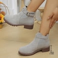 thumbnail image 4 of Wensltd Ankle Boots for Women Wide With Round Toe Short Booties with Side Zipper Fall Winter Suede Boots, 4 of 9