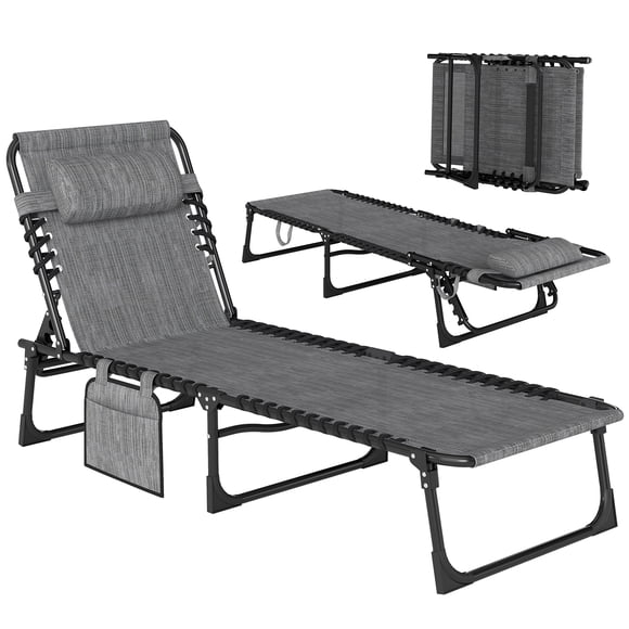 Outsunny Folding Lounge Chair, Reclining Tanning Chair with Adjustable Back