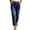 Dark Blue, variant on Zulora Women's Elastic Waist Straight Leg Jeans Casual Stretch Denim Cropped Pants with Pockets for Daily Wear