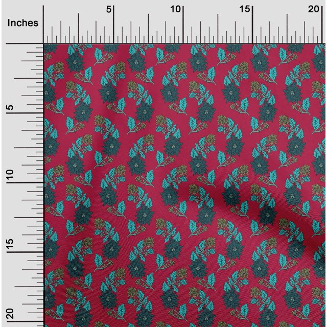 oneOone Coton Bio Popeline Sergé Feuilles & Imprimé Floral Imprimé par Yard 42 Pouces de Large