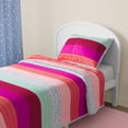 thumbnail image 2 of Mainstays Kids Reversible Pink Stripe Stitch Quilt Set, 2 Pieces Twin, 2 of 6