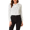 thumbnail image 1 of INSPIRE CHIC Blouse Chemise à Manches Longues à Col à Volants pour Femmes, Rentrée Scolaire, Saint-Valentin, TP, Blanc, Noir à Pois, 1 of 8