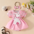 thumbnail image 2 of MIASHUI Robe Barboteuse pour Bébé Fille à Manches Courtes, Justaucorps à Volants, Ourlet de Jupe, Tenue, Rouge, 6-9 Mois, 2 of 7