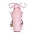 thumbnail image 3 of BLISSFUL STEP Sandales pour Femmes Unies d'Été à Talons Blocs à Lacets Rose Pâle 9, 3 of 8