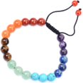 thumbnail image 3 of Natural Healing Power Gemstone Crystal Beads Unisex Adjustable Macrame Bracelets 8mm,7-Chakra Stones, 3 of 4