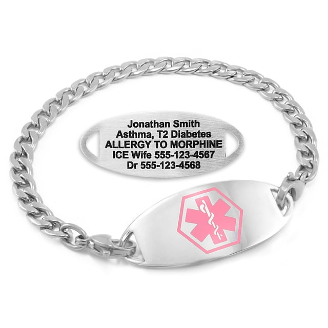 MedicEngraved Stainless Steel Custom Medical Alert Bracelet - 5mm Curb Link