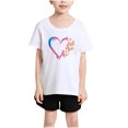 thumbnail image 4 of Rbaofujie T-Shirt à Manches Courtes pour Fille avec Imprimé Cœur, Col Rond, Sortie, T-Shirt Basique, 4 of 5