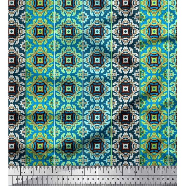 Soimoi Rayon Fabric Stripe & Moroccan Kaleidoscope Print Fabric by Yard 42 Inch Wide
