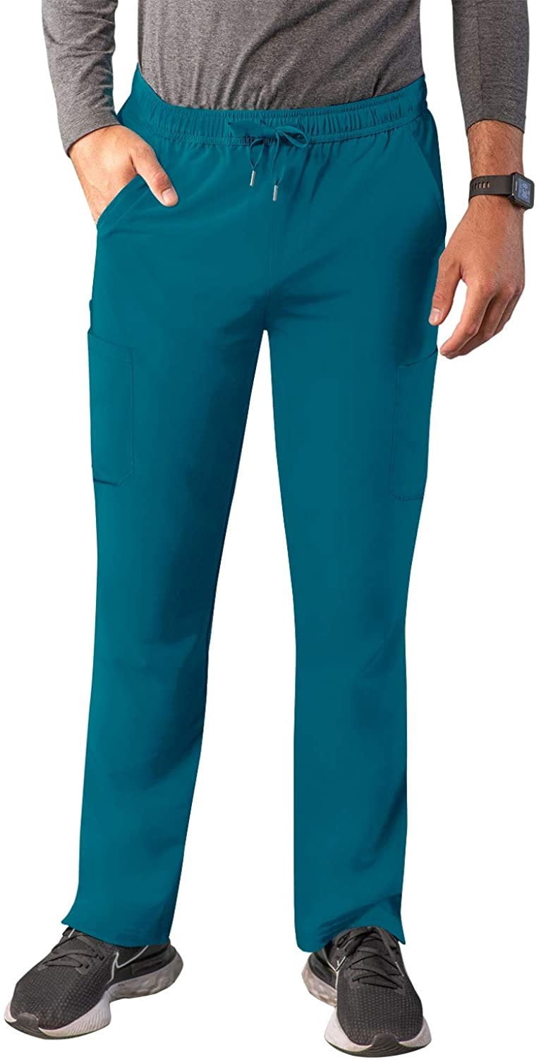 Adar Addition Scrubs for Men - Slim Leg Cargo Drawstring Scrub Pants - A6106 - Caribbean Blue - XS