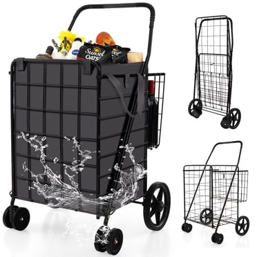 Patiojoy Panier d'Achats avec Doublure en Oxford, Panier d'Épicerie Pliant avec Roues avant Universelles, 32 Gal, Grande Capacité