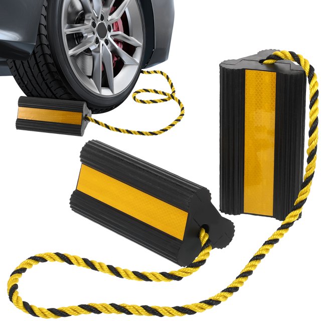Heavy Duty Rubber Wheel Chocks 2pcs Tire Stopper Blocks for Travel Trailers RV Truck Car