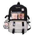 thumbnail image 1 of Women Cute Hit Color Backpack Student Canvas Knapsack with Pendant (Blue), 1 of 6