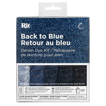 RIT Back to Blue Denim & Fabric Dye Kit with Bold Blue Dye, ColorStay Fixative & Gloves