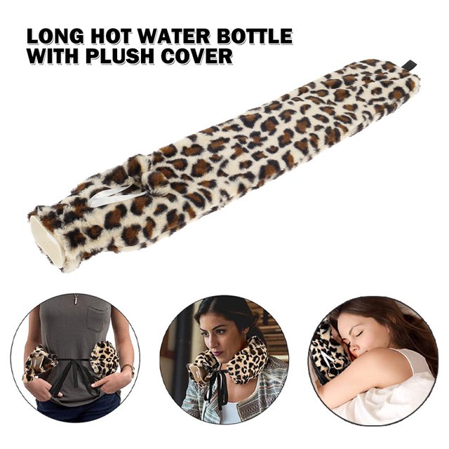 Extra Long Hot Water Bottle With Cover Faux Fur Knitted Removable Warm