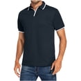 thumbnail image 2 of DPTALR T-Shirt Décontracté pour Homme, Coupe Ajustée, Col Rabattu, Couleur Unie, Manches Courtes, Haut, Blouse, 2 of 6