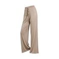 thumbnail image 5 of Diufon Straight Pants for Women Elastic High Waist Drawstring Pants Cotton Solid Color Lounge Wide Leg Pants, 5 of 5