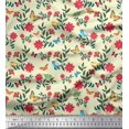 thumbnail image 1 of Soimoi Yellow Polyester Crepe Fabric Insect,Bird & Floral Artistic Print Fabric by Yard 52 Inch Wide, 1 of 3