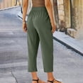 thumbnail image 4 of Yanlir Women's Summer High Waisted Boho Straight Pants Wide Leg Long Lounge Pants Solid Color Drawstring Trousers with Pocket Lightweight(Army Green,XL), 4 of 7