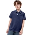 thumbnail image 4 of Luvoko Big Boys Golf Polo Shirts,Solid Color Print Uniform Performance for Big Boys Active Golf Shirts with Collar, Front Button Closure(Navy,9-10 Years), 4 of 4