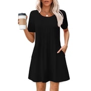 Summer Savings Clearance! Women Fashion Casual Round Neck Summer Printing Short Sleeve Sexy Dress, Trendy Printed Dress for Day Out or Casual Parties Clearance Sales Today Deals Prime
