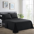 thumbnail image 1 of Marina Decoration Ultra Soft Silky Deep Pocket Solid Rayon from Bamboo Bedding All Season Sheet Set, Black Color, 1 of 7