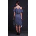 thumbnail image 4 of Bimba Blue Floral Printed Womens Ruffle Front Cold Shoulder Swing Shift Dress - Large, 4 of 6