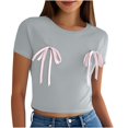 thumbnail image 4 of Pisexur T-shirt Décontracté à Manches Courtes et Col Rond pour Femme, Haut Imprimé, Hauts pour Femmes, Hauts de Sortie pour Femmes, Hauts d'Été pour Femmes Bleu, 2TG, 4 of 4