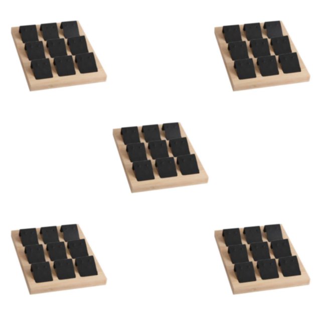 kurtrusly Wood Earring Card Holder w/ Tray Jewelry Display for Accessory 9 Pair Black 5Set
