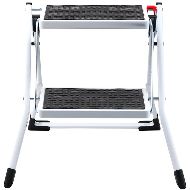 KFFKFF 2-Step Ladder with 330lbs Load Capacity, Foldable Steel Step Stool Featuring Broad Non-Slip Pedal, Robust Step Stool Suitable for Adults and Kids, Versatile for Home, Kitchen, Office, and RVs