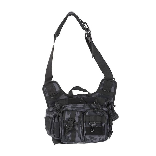 Sac à Bandoulière pour Équipement de Pêche, Ensemble de Rangement pour Équipement de Pêche avec Porte-Canne, Sac de Taille pour Pêche, Sac Bandoulière à Bandoulière pour Pêche en Plein Air, Randonnée, Camping