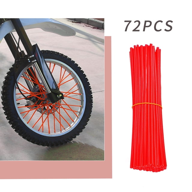 Ensemble de Décoration de Rayons de Roue Rouges 72 Pcs Manchon de Décoration de Rayons de Roue Bicyclette Motocyclette Ensemble de Rayons Colorés