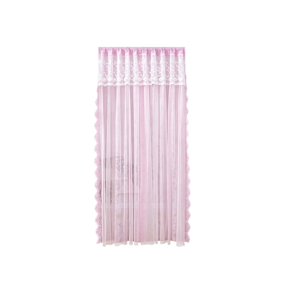 Ovzne Double Layer Lace Door Curtain Anti Mosquito Fly Mesh Partition Screen Sheer Privacy Room Divider for Bedroom Kitchen Living Room Home Decor Pink