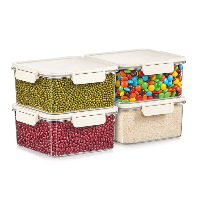 Sorbus 4-Pack Standard Square Airtight Food Storage Containers – Clear Stackable Pantry