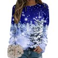 thumbnail image 1 of MAWCLOS Sweat-Shirt de Noël pour Femmes Col Rond Sweat-Shirts de Noël Imprimé Élan Pull Décontracté Manches Longues Jumper Neige Tombante Arbre de Noël m, 1 of 2