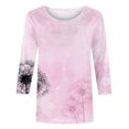 thumbnail image 4 of Pisexur Blouse Grande Taille Manches 3/4 pour Femmes Mode Décontractée Col Rond Imprimé Vintage T-Shirts Chemises Amples Tunique, 4 of 4