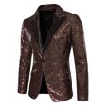 thumbnail image 1 of Coffee Work Office Formal Prom Party Evening Elegant Rave Button Jacket for Mens Fall Winter Sequin Sparkly Glitter Basic Jacket Blazers Outfits Man 2025 Clothing XL, 1 of 3