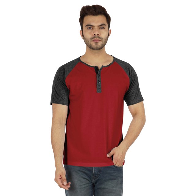 Inkmeso Short Raglan Sleeve Cotton Lightweight Solid T-Shirts Classic Henley T-Shirt For Mens