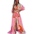 thumbnail image 1 of Women Maxi Dress Long Holiday Boho Paisley Print Slit Striped Ladies Summer, 1 of 6