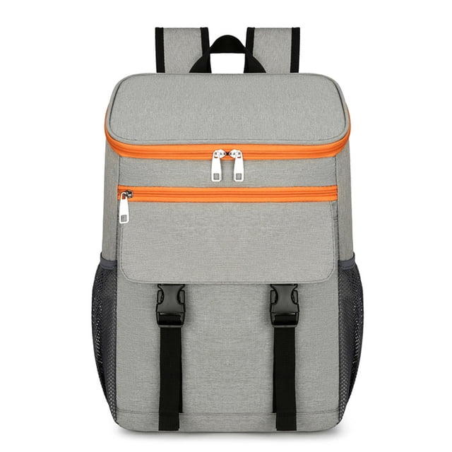 Large Capacity Insulated Cooler Backpack Waterproof Picnic Cooler Bag Grey and Orange