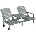thumbnail image 1 of Outsunny Outdoor Bench Loveseat with 3-Position High Back and Wheels, Grey, 1 of 10