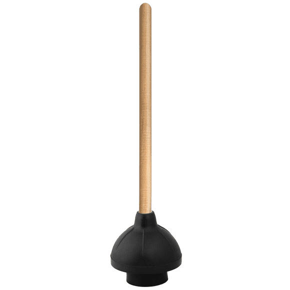 Heavy Duty Plunger with 21 Inch Wooden Handle, Black Rubber - Classic Toilet Plunger, Heavy Duty, Double Thrust Force Cup, Rubber Toilet Plunger, Black Plunger