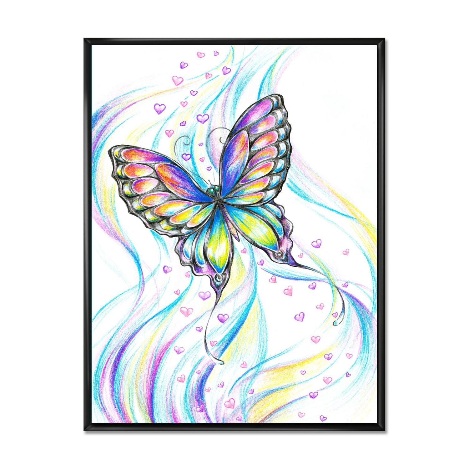 Designart Papillon irisé ART MURAL À CADRE FLOTTÉ
