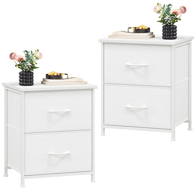 Eunos Tables de Nuit Blanches pour Chambre, Ensemble de 2, Petite Table de Chevet Table d'Appoint pour Garde-Robe Salon