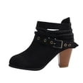 thumbnail image 1 of Pisexur Bottines pour Femmes à la Cheville Style Western à Rivets avec Boucle et Fermeture Éclair Bottillons Texture Patchwork Style Chelsea, 1 of 9