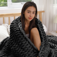 thumbnail image 2 of Comtest Chunky Knit Throw Blanket Chenille, Black, 50"x60"(Office Size), 2 of 6